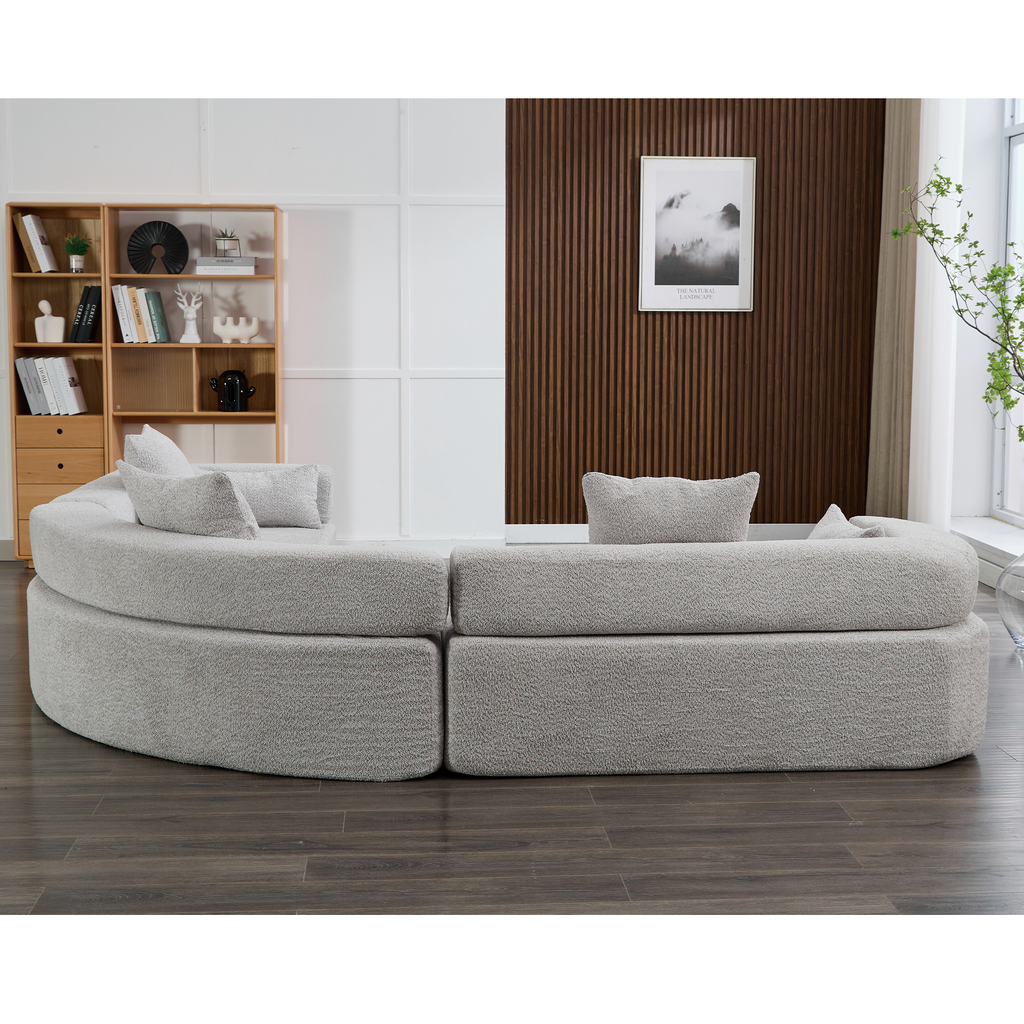 [NEW ARRIVED] [VIDEO PROVIDED]Oversized Combination Sofa,Curved Sofa,Upholstered 4 Seater Couch for Living Room,  Modern Modular 3 Piece Free Combination, Semicircular Modular  Sofa ,  Boucle, Gray
