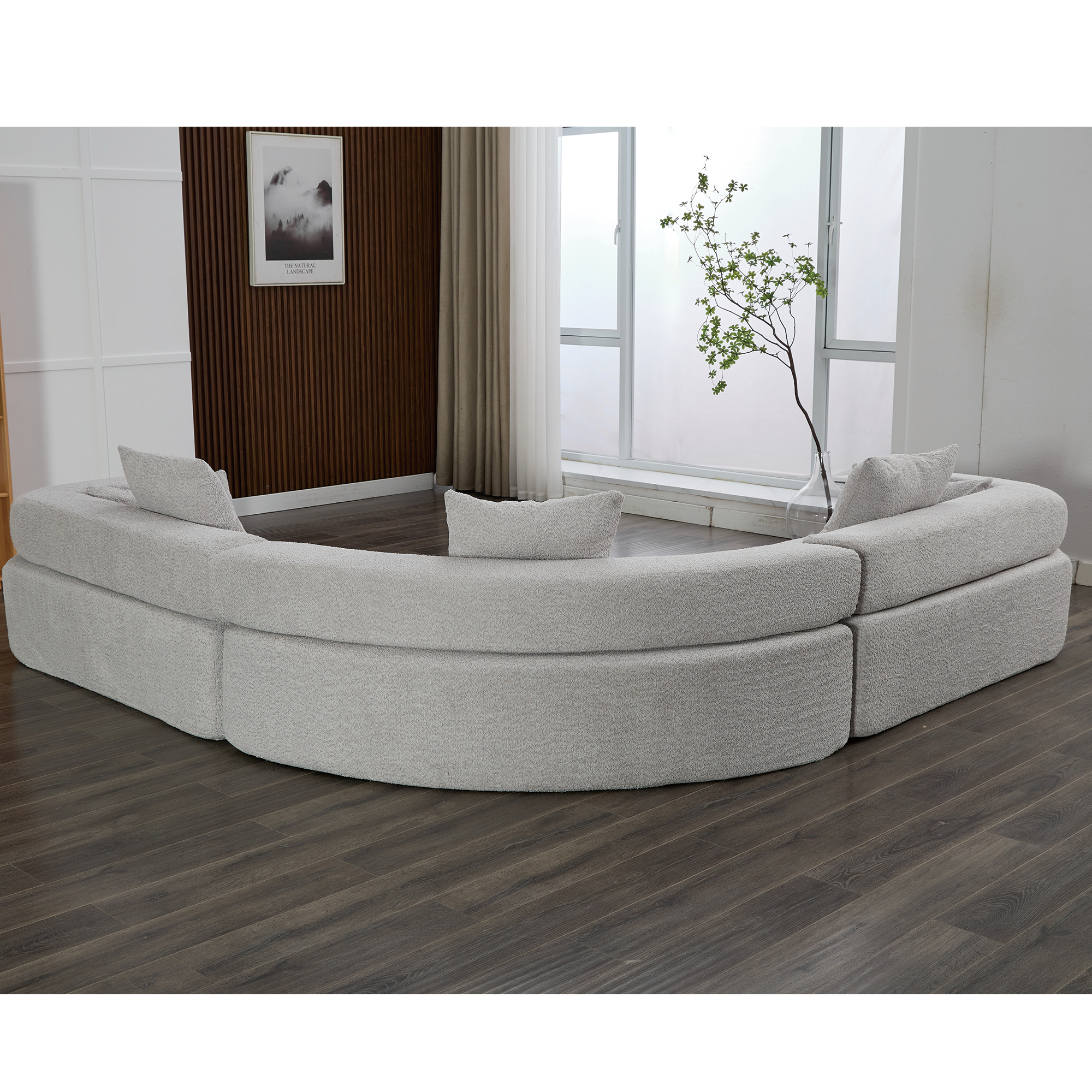 [NEW ARRIVED] [VIDEO PROVIDED]Oversized Combination Sofa,Curved Sofa,Upholstered 4 Seater Couch for Living Room,  Modern Modular 3 Piece Free Combination, Semicircular Modular  Sofa ,  Boucle, Gray