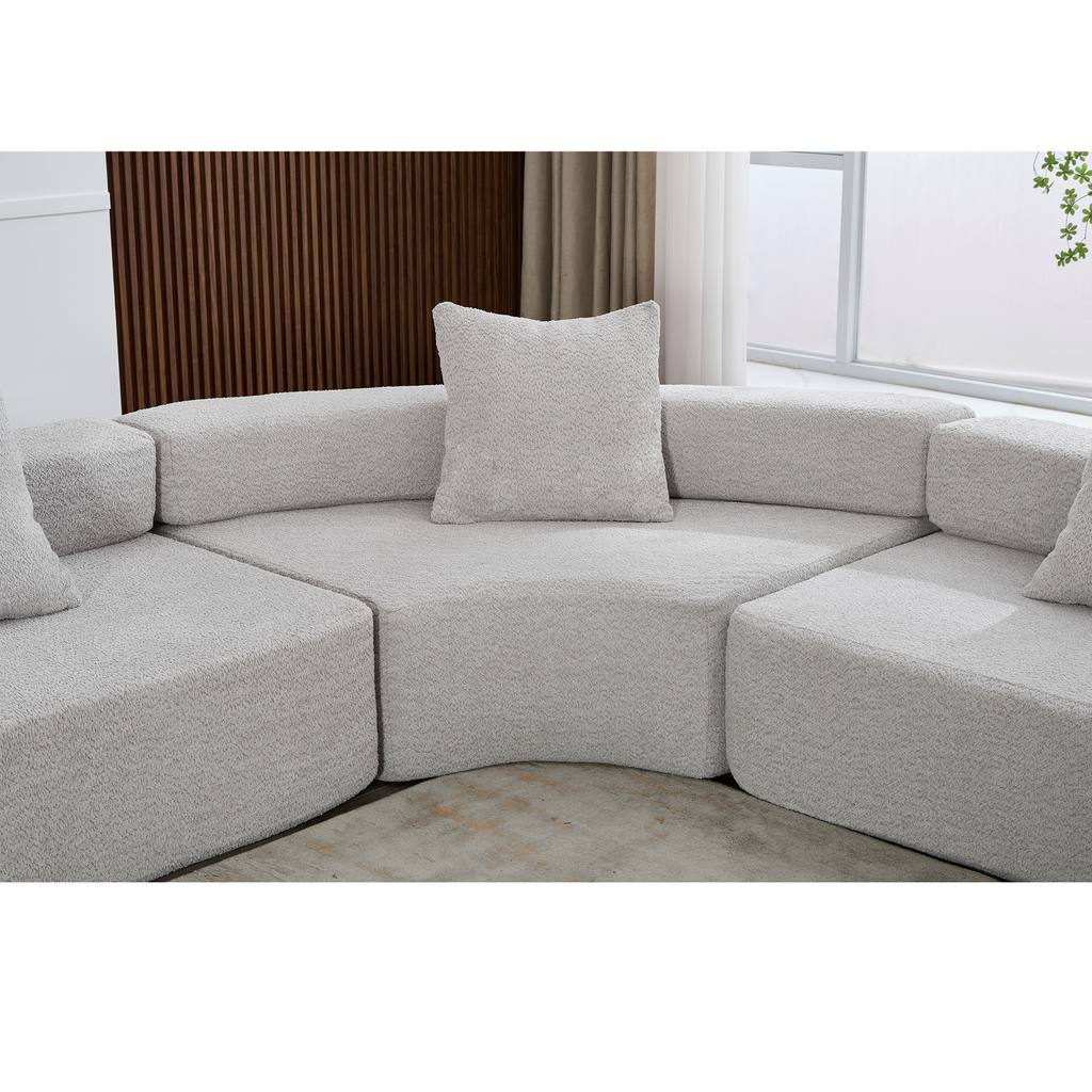 [NEW ARRIVED] [VIDEO PROVIDED]Oversized Combination Sofa,Curved Sofa,Upholstered 4 Seater Couch for Living Room,  Modern Modular 3 Piece Free Combination, Semicircular Modular  Sofa ,  Boucle, Gray
