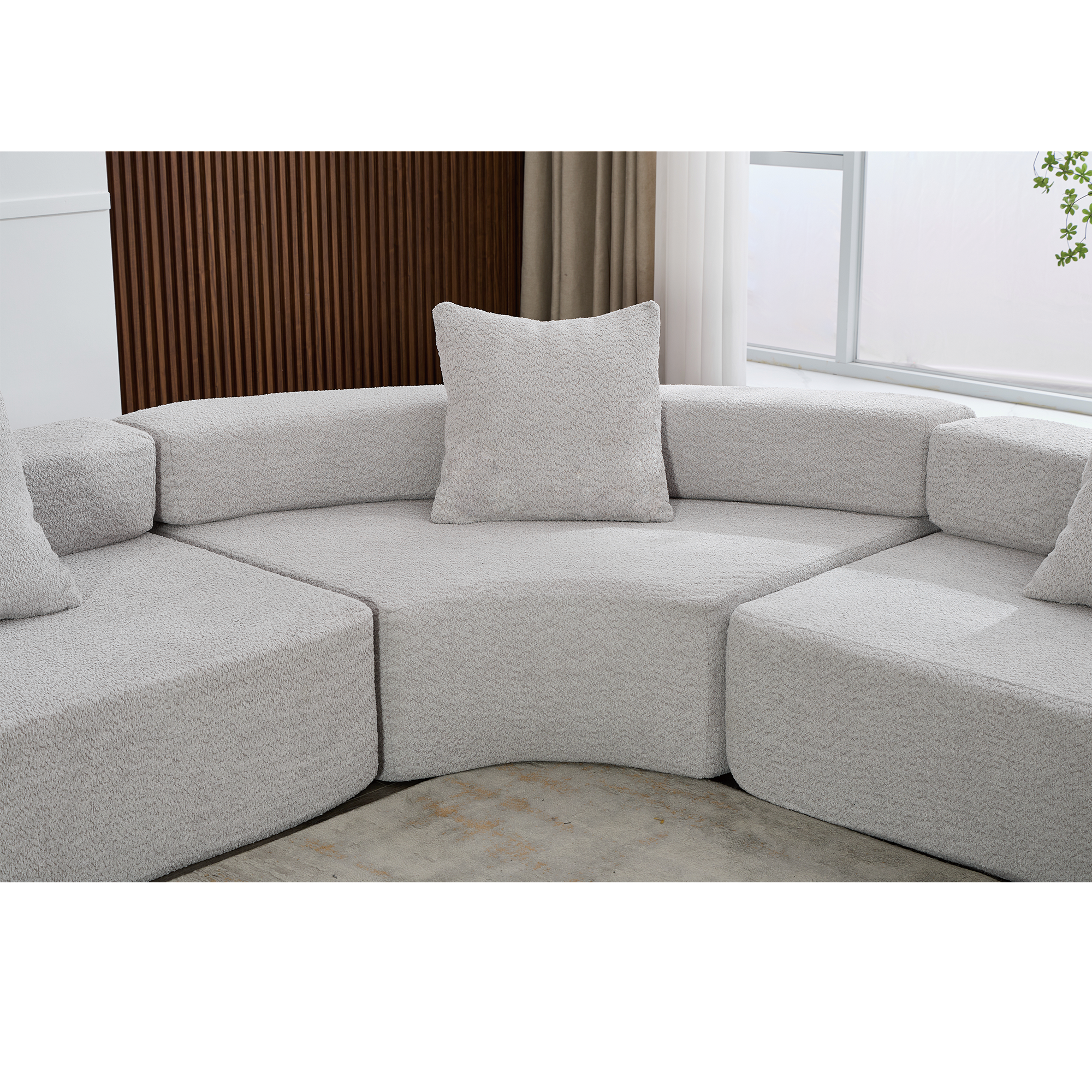 [NEW ARRIVED] [VIDEO PROVIDED]Oversized Combination Sofa,Curved Sofa,Upholstered 4 Seater Couch for Living Room,  Modern Modular 3 Piece Free Combination, Semicircular Modular  Sofa ,  Boucle, Gray