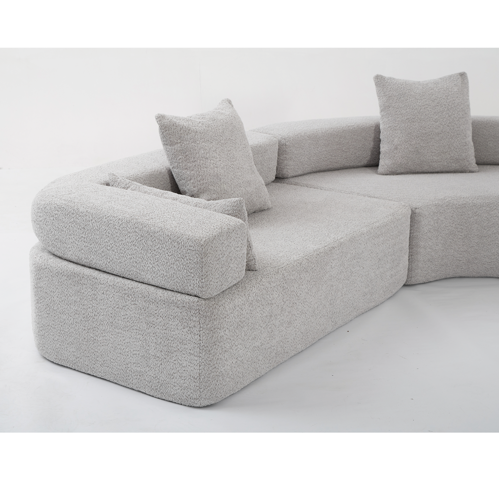 [NEW ARRIVED] [VIDEO PROVIDED]Oversized Combination Sofa,Curved Sofa,Upholstered 4 Seater Couch for Living Room,  Modern Modular 3 Piece Free Combination, Semicircular Modular  Sofa ,  Boucle, Gray