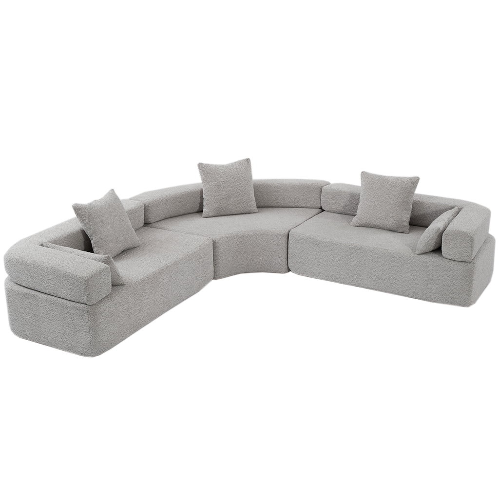 [NEW ARRIVED] [VIDEO PROVIDED]Oversized Combination Sofa,Curved Sofa,Upholstered 4 Seater Couch for Living Room,  Modern Modular 3 Piece Free Combination, Semicircular Modular  Sofa ,  Boucle, Gray