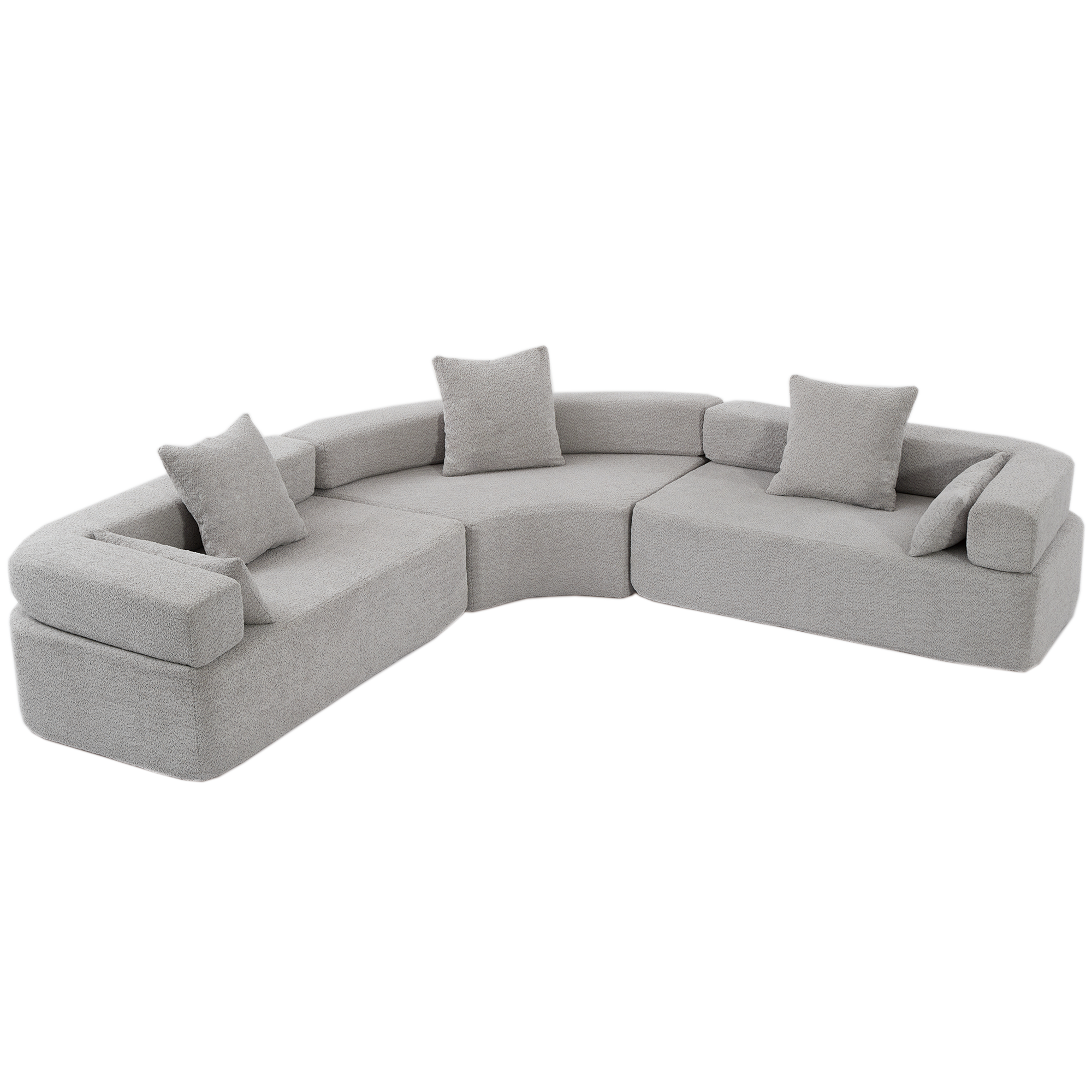 [NEW ARRIVED] [VIDEO PROVIDED]Oversized Combination Sofa,Curved Sofa,Upholstered 4 Seater Couch for Living Room,  Modern Modular 3 Piece Free Combination, Semicircular Modular  Sofa ,  Boucle, Gray