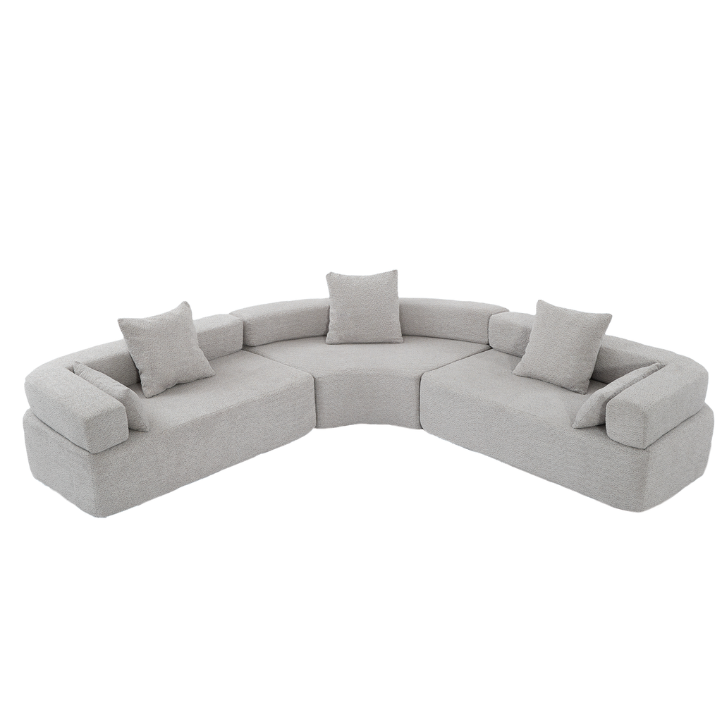 [NEW ARRIVED] [VIDEO PROVIDED]Oversized Combination Sofa,Curved Sofa,Upholstered 4 Seater Couch for Living Room,  Modern Modular 3 Piece Free Combination, Semicircular Modular  Sofa ,  Boucle, Gray