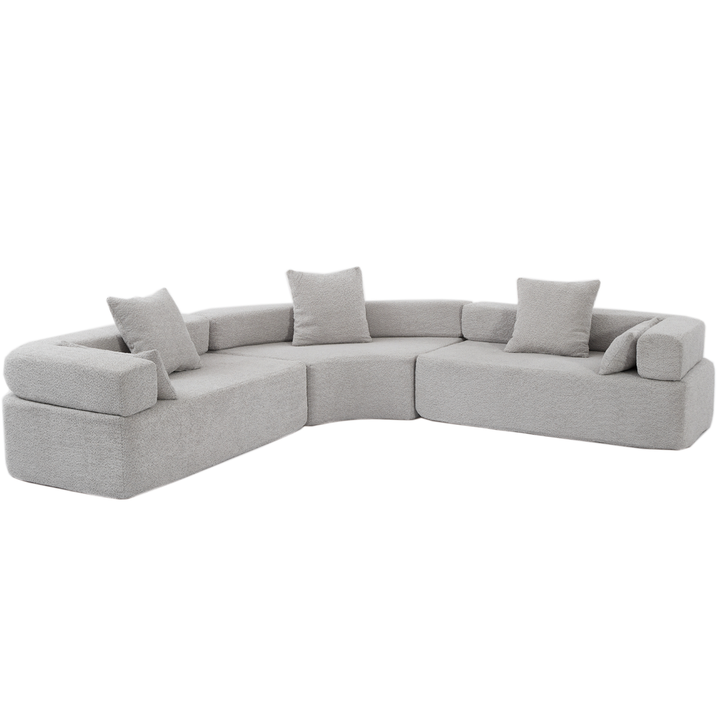 [NEW ARRIVED] [VIDEO PROVIDED]Oversized Combination Sofa,Curved Sofa,Upholstered 4 Seater Couch for Living Room,  Modern Modular 3 Piece Free Combination, Semicircular Modular  Sofa ,  Boucle, Gray