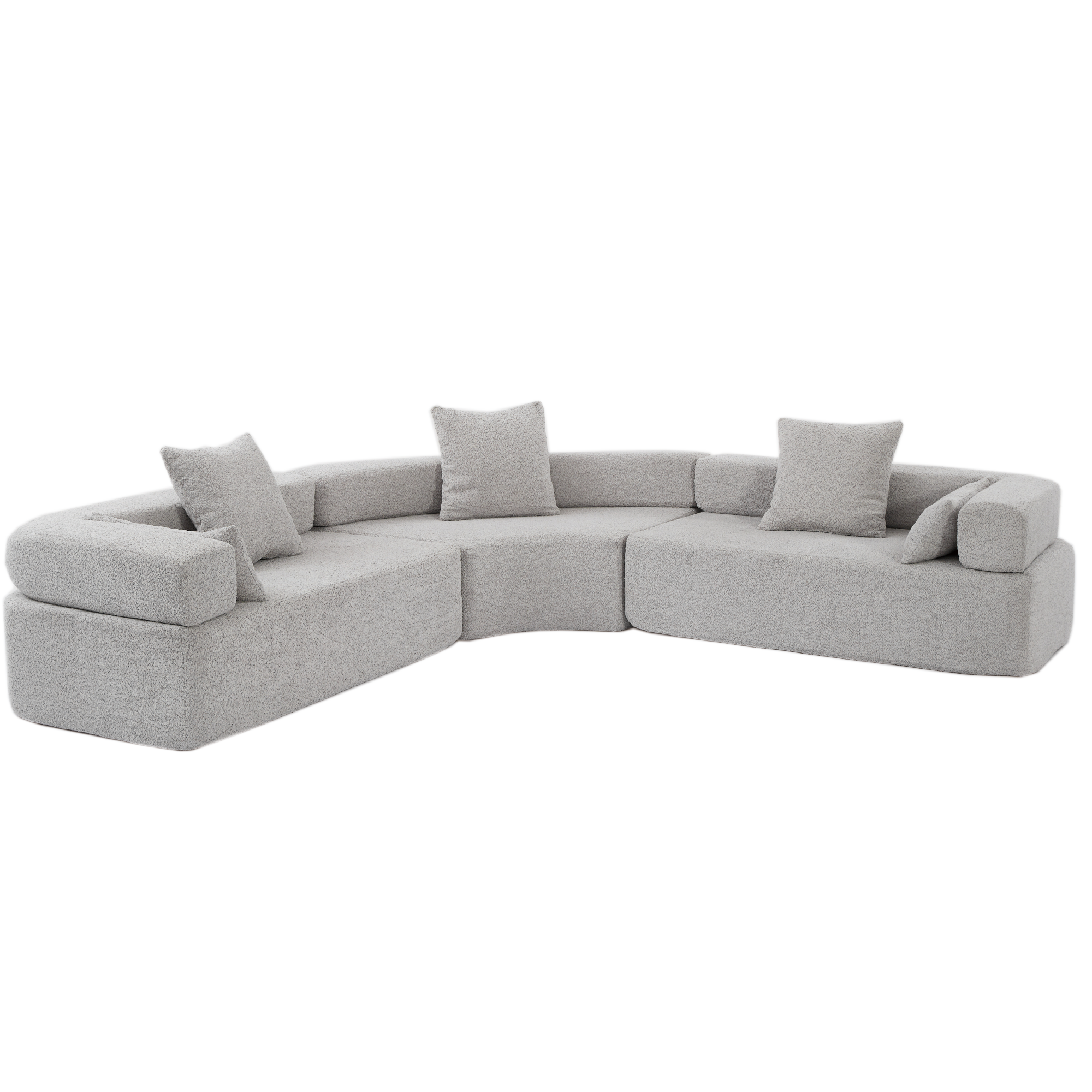 [NEW ARRIVED] [VIDEO PROVIDED]Oversized Combination Sofa,Curved Sofa,Upholstered 4 Seater Couch for Living Room,  Modern Modular 3 Piece Free Combination, Semicircular Modular  Sofa ,  Boucle, Gray