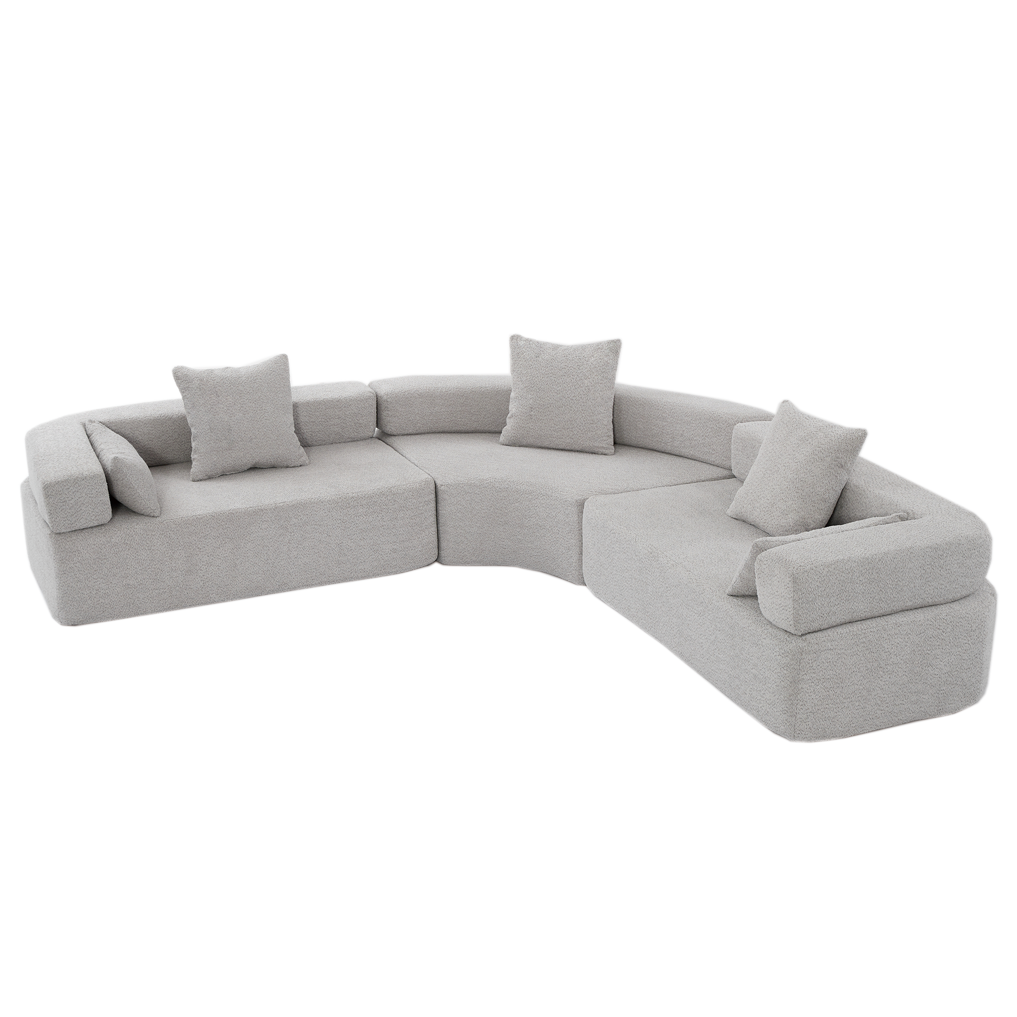 [NEW ARRIVED] [VIDEO PROVIDED]Oversized Combination Sofa,Curved Sofa,Upholstered 4 Seater Couch for Living Room,  Modern Modular 3 Piece Free Combination, Semicircular Modular  Sofa ,  Boucle, Gray