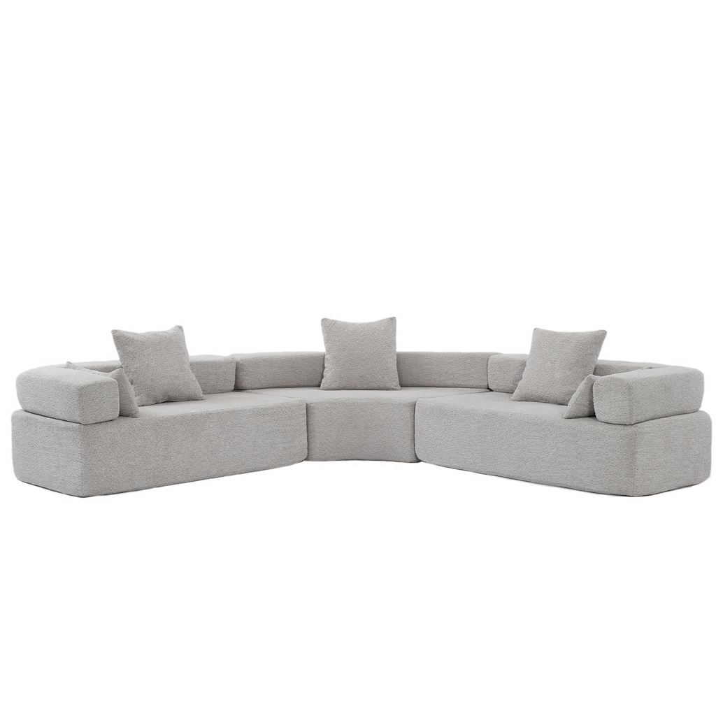 [NEW ARRIVED] [VIDEO PROVIDED]Oversized Combination Sofa,Curved Sofa,Upholstered 4 Seater Couch for Living Room,  Modern Modular 3 Piece Free Combination, Semicircular Modular  Sofa ,  Boucle, Gray