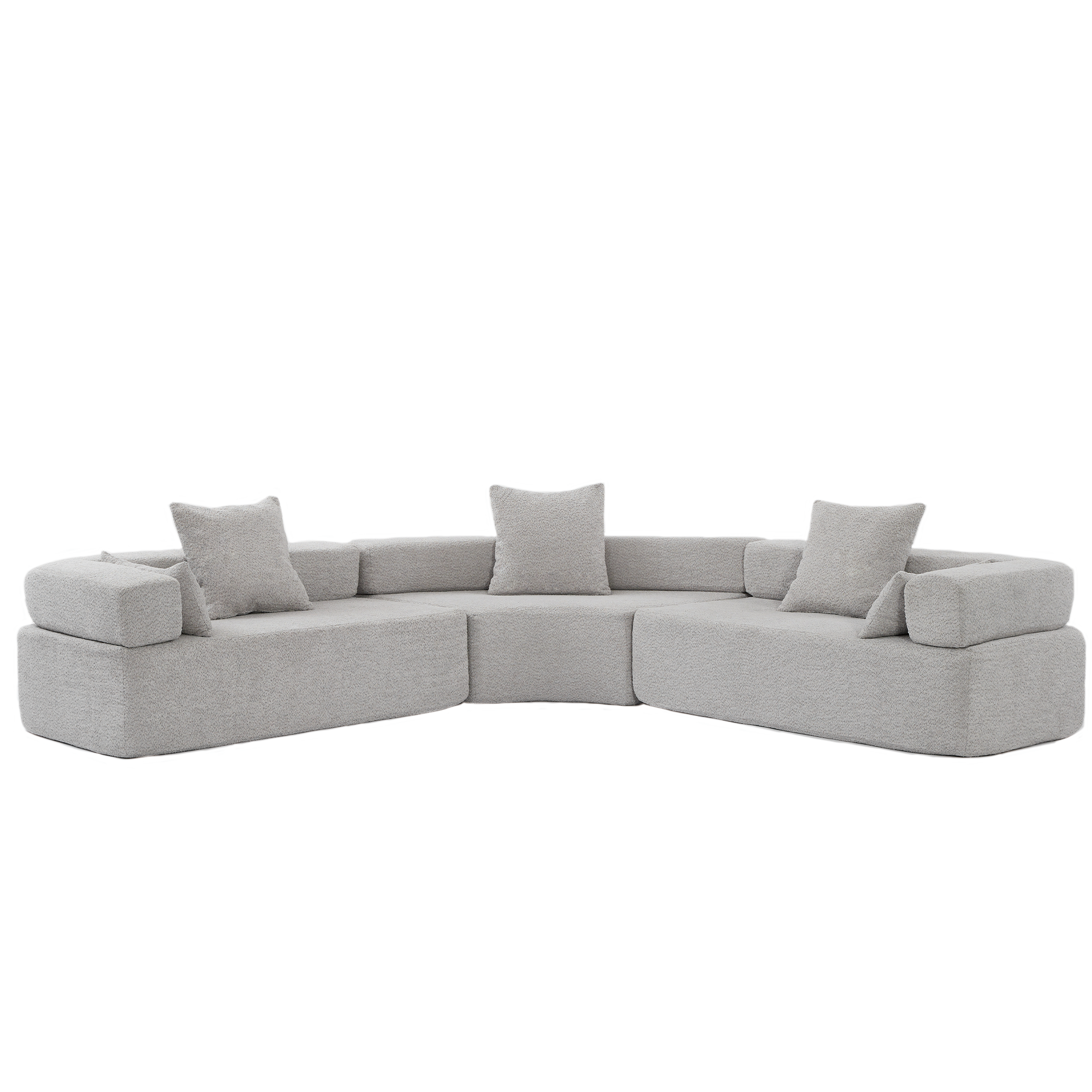 [NEW ARRIVED] [VIDEO PROVIDED]Oversized Combination Sofa,Curved Sofa,Upholstered 4 Seater Couch for Living Room,  Modern Modular 3 Piece Free Combination, Semicircular Modular  Sofa ,  Boucle, Gray