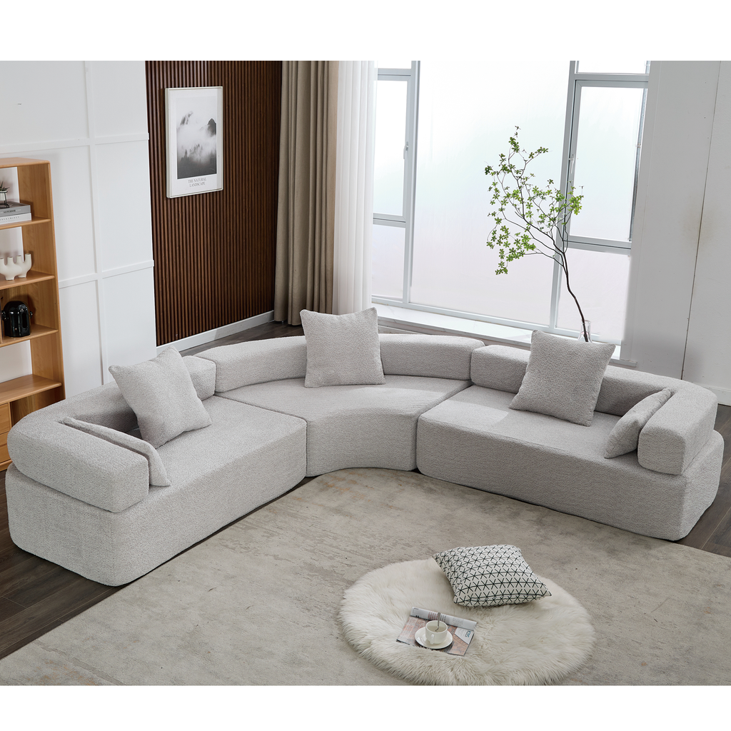 [NEW ARRIVED] [VIDEO PROVIDED]Oversized Combination Sofa,Curved Sofa,Upholstered 4 Seater Couch for Living Room,  Modern Modular 3 Piece Free Combination, Semicircular Modular  Sofa ,  Boucle, Gray