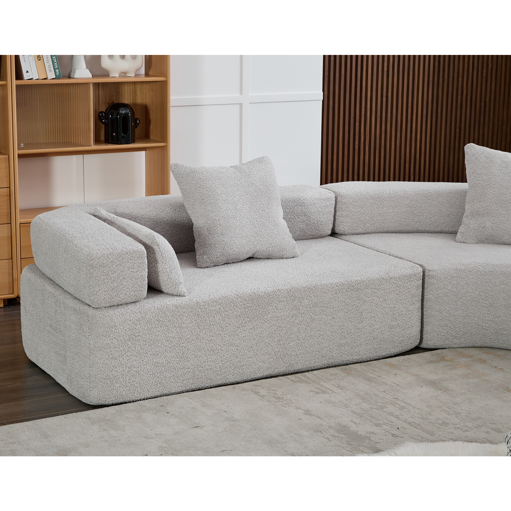 [NEW ARRIVED] [VIDEO PROVIDED]Oversized Combination Sofa,Curved Sofa,Upholstered 4 Seater Couch for Living Room,  Modern Modular 3 Piece Free Combination, Semicircular Modular  Sofa ,  Boucle, Gray