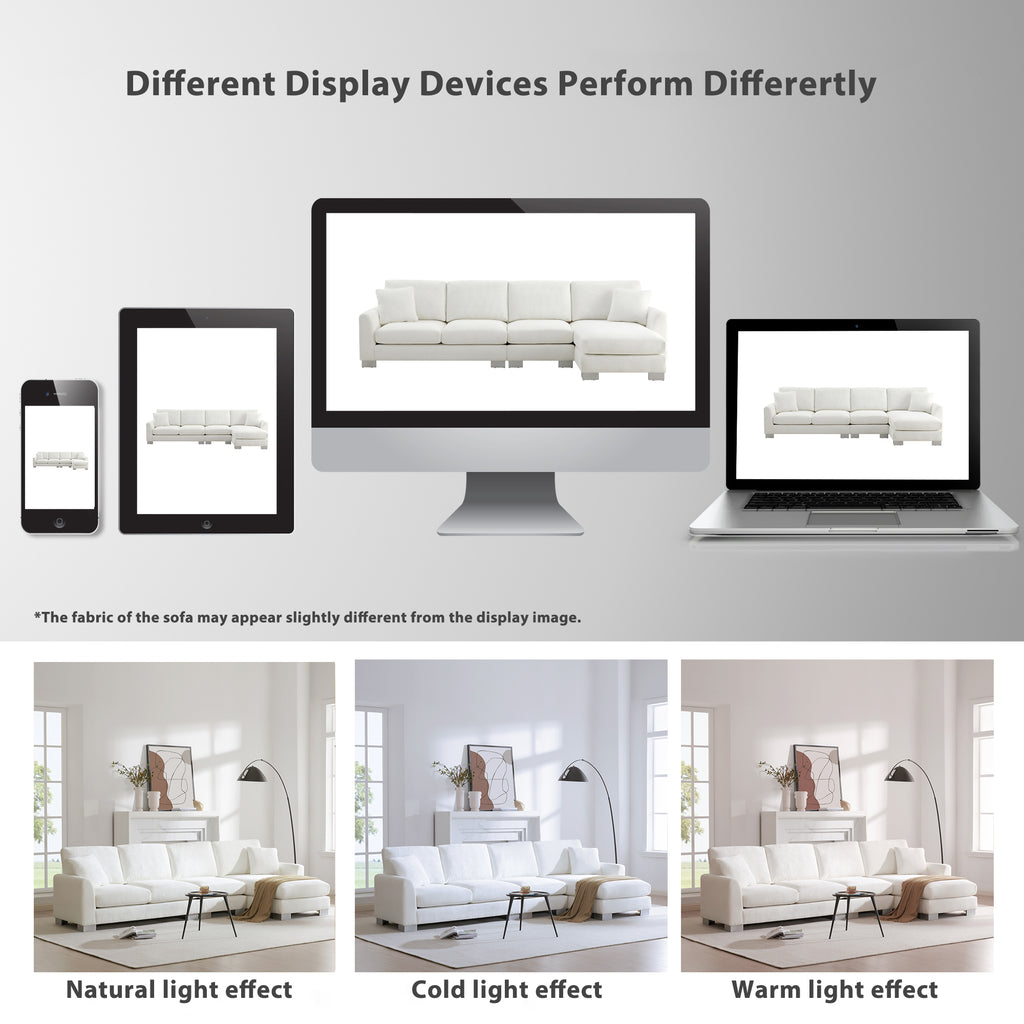 [VIDEO provided] [New] 119*55" Modern Oversized Sectional Sofa,L-shaped Luxury Couch Set with 2 Free pillows,5-seat Chenille Indoor Furniture with Chaise for Living Room,Apartment,Office,2 Colors