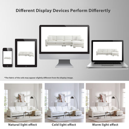 [VIDEO provided] [New] 119*55" Modern Oversized Sectional Sofa,L-shaped Luxury Couch Set with 2 Free pillows,5-seat Chenille Indoor Furniture with Chaise for Living Room,Apartment,Office,2 Colors