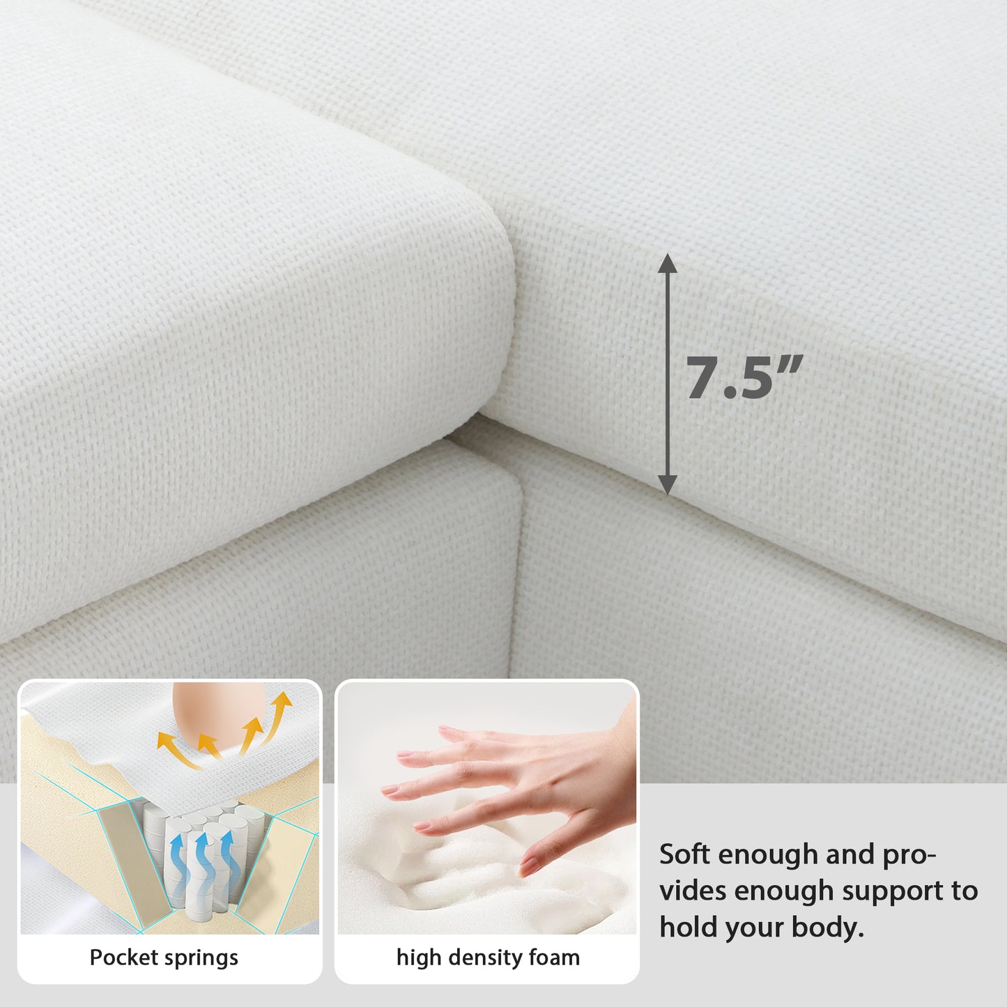 [VIDEO provided] [New] 119*55" Modern Oversized Sectional Sofa,L-shaped Luxury Couch Set with 2 Free pillows,5-seat Chenille Indoor Furniture with Chaise for Living Room,Apartment,Office,2 Colors