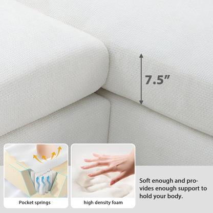 [VIDEO provided] [New] 119*55" Modern Oversized Sectional Sofa,L-shaped Luxury Couch Set with 2 Free pillows,5-seat Chenille Indoor Furniture with Chaise for Living Room,Apartment,Office,2 Colors