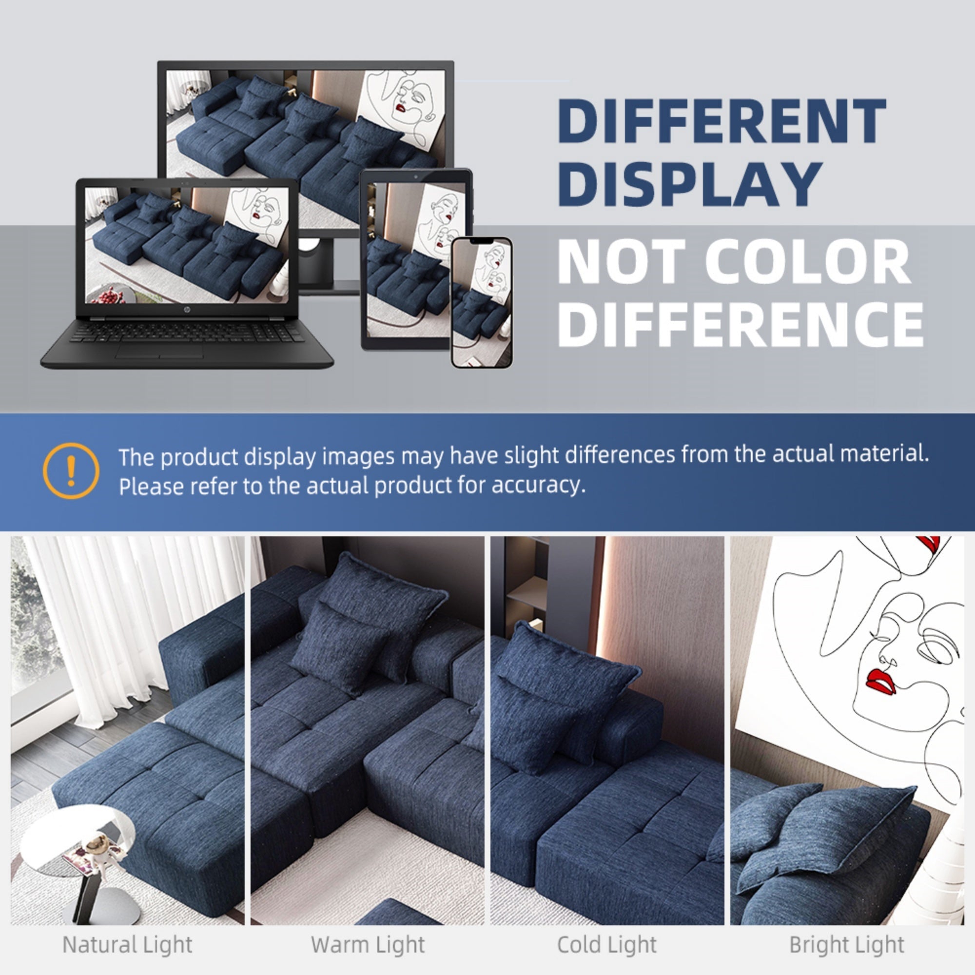 Modern Oversized Modular Sectional Sofa,Sparkling Chenille Fabric Soft Cushion Sofa with 6 Pillows,6 PCS DIY Combination Tufted Sofa,No Assembly Required,BLUE