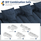 Modern Oversized Modular Sectional Sofa,Sparkling Chenille Fabric Soft Cushion Sofa with 6 Pillows,6 PCS DIY Combination Tufted Sofa,No Assembly Required,BLUE