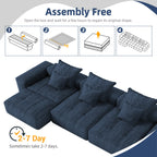 Modern Oversized Modular Sectional Sofa,Sparkling Chenille Fabric Soft Cushion Sofa with 6 Pillows,6 PCS DIY Combination Tufted Sofa,No Assembly Required,BLUE