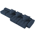 Modern Oversized Modular Sectional Sofa,Sparkling Chenille Fabric Soft Cushion Sofa with 6 Pillows,6 PCS DIY Combination Tufted Sofa,No Assembly Required,BLUE