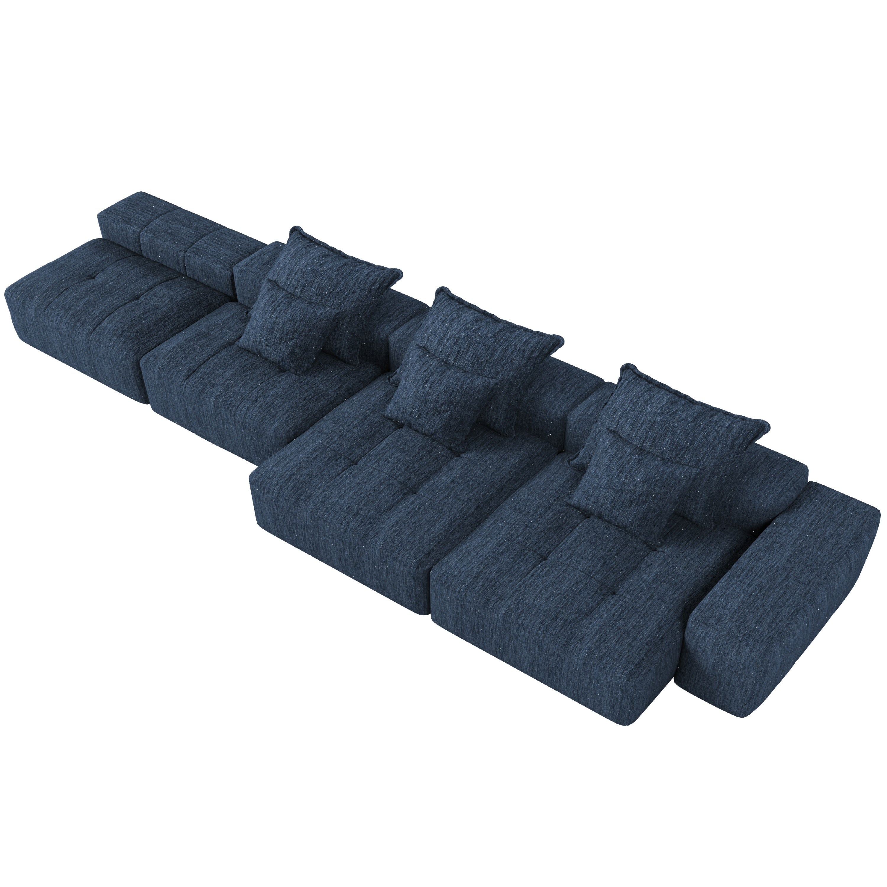 Modern Oversized Modular Sectional Sofa,Sparkling Chenille Fabric Soft Cushion Sofa with 6 Pillows,6 PCS DIY Combination Tufted Sofa,No Assembly Required,BLUE