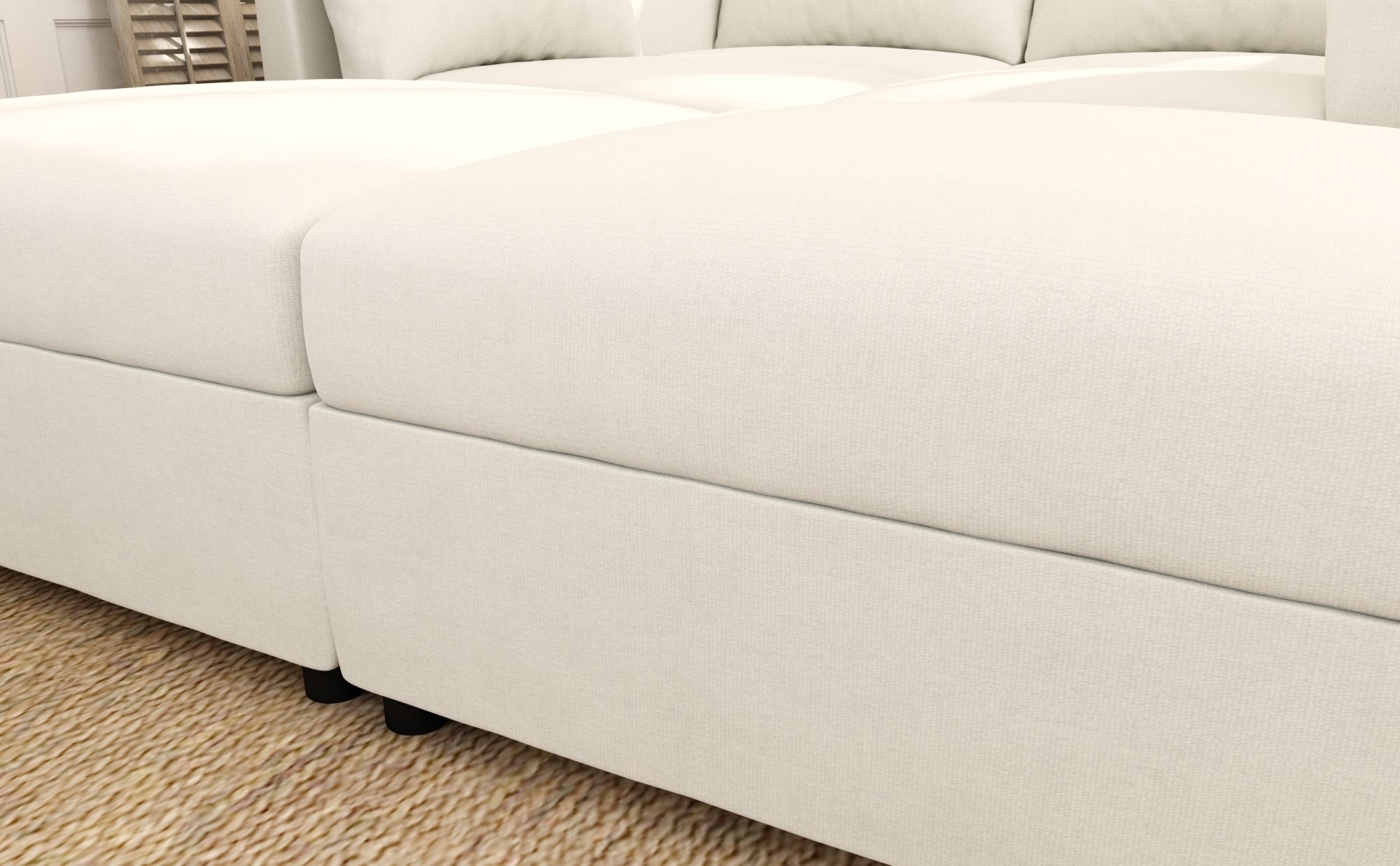 Modern Oversized Sectional Sofa, U-Shape Modular Sectional Couch w/ Storage, 123 Convertible Sofa w/ Ottomans, 6-Seater Sectional Chaise for Living Room, White Chenille