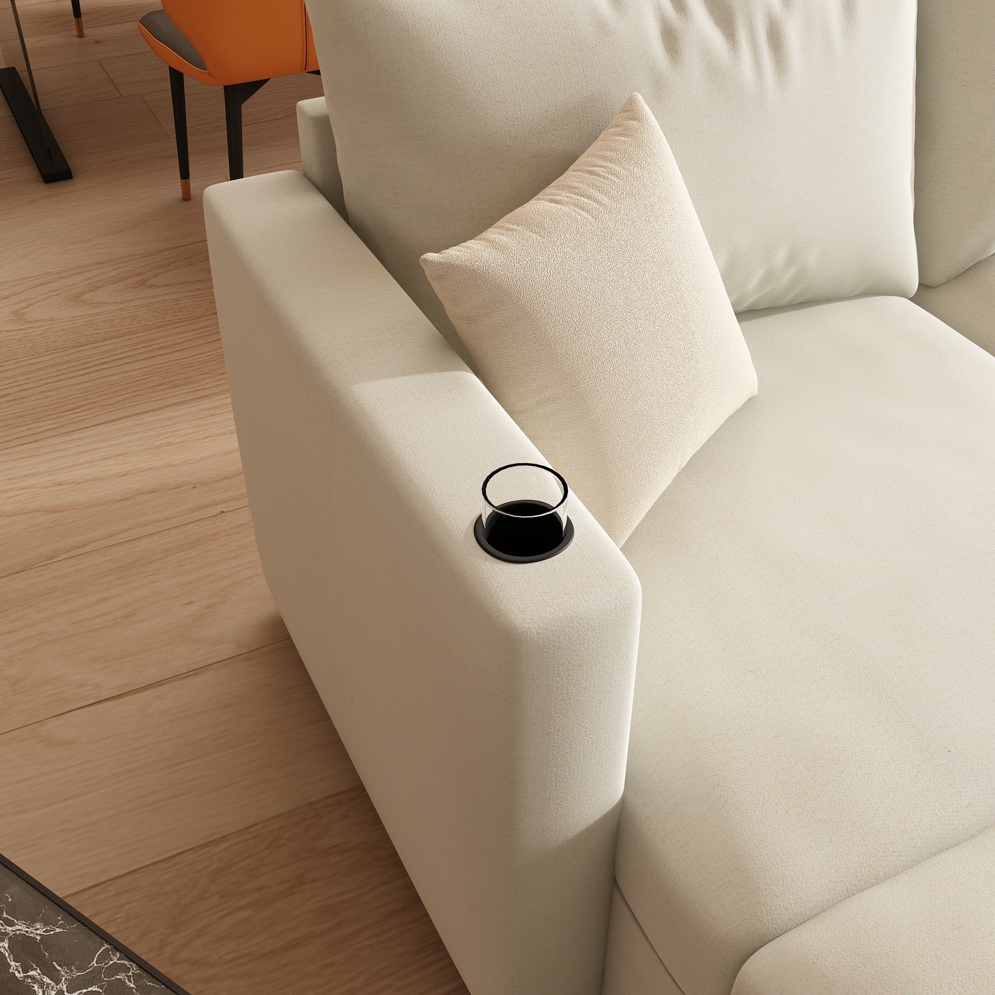 Modern Oversized Sectional Sofa, U-Shape Modular Sectional Couch w/ Storage, 123 Convertible Sofa w/ Ottomans, 6-Seater Sectional Chaise for Living Room, White Chenille