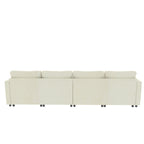 Modern Oversized Sectional Sofa, U-Shape Modular Sectional Couch w/ Storage, 123 Convertible Sofa w/ Ottomans, 6-Seater Sectional Chaise for Living Room, White Chenille