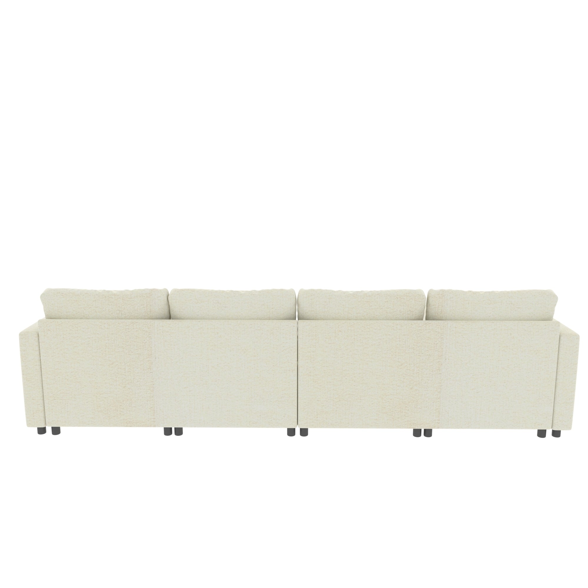 Modern Oversized Sectional Sofa, U-Shape Modular Sectional Couch w/ Storage, 123 Convertible Sofa w/ Ottomans, 6-Seater Sectional Chaise for Living Room, White Chenille
