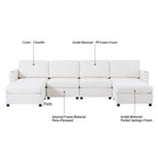 Modern Oversized Sectional Sofa, U-Shape Modular Sectional Couch w/ Storage, 123 Convertible Sofa w/ Ottomans, 6-Seater Sectional Chaise for Living Room, White Chenille