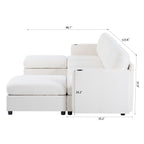 Modern Oversized Sectional Sofa, U-Shape Modular Sectional Couch w/ Storage, 123 Convertible Sofa w/ Ottomans, 6-Seater Sectional Chaise for Living Room, White Chenille