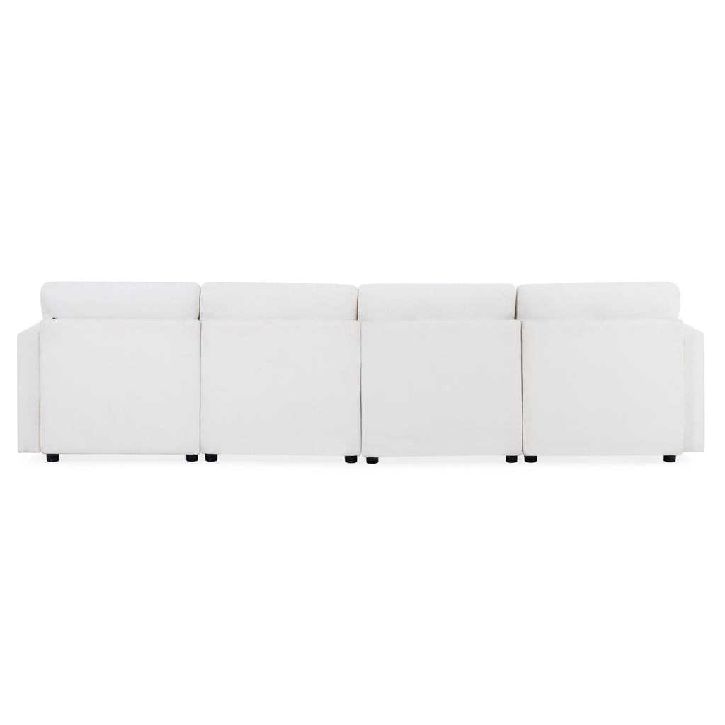 Modern Oversized Sectional Sofa, U-Shape Modular Sectional Couch w/ Storage, 123 Convertible Sofa w/ Ottomans, 6-Seater Sectional Chaise for Living Room, White Chenille