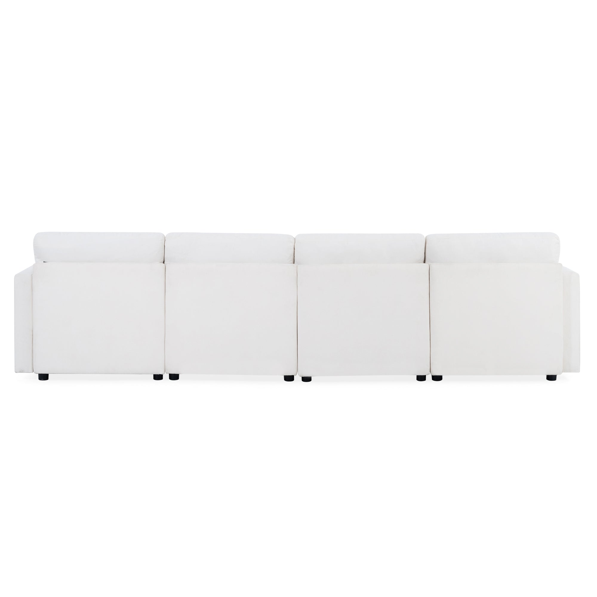 Modern Oversized Sectional Sofa, U-Shape Modular Sectional Couch w/ Storage, 123 Convertible Sofa w/ Ottomans, 6-Seater Sectional Chaise for Living Room, White Chenille
