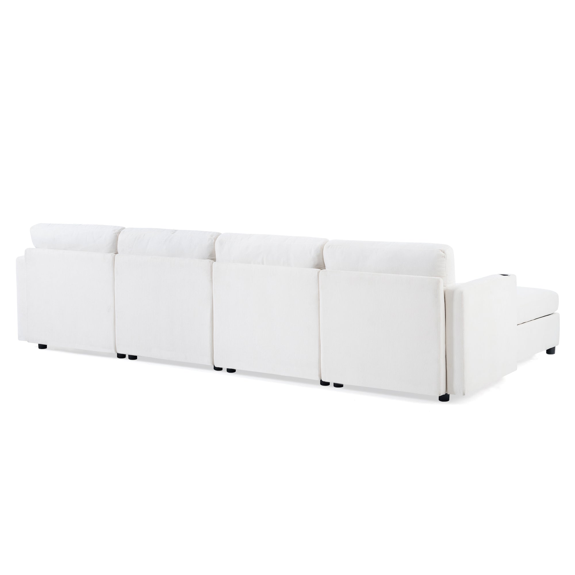 Modern Oversized Sectional Sofa, U-Shape Modular Sectional Couch w/ Storage, 123 Convertible Sofa w/ Ottomans, 6-Seater Sectional Chaise for Living Room, White Chenille