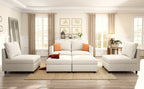 Modern Oversized Sectional Sofa, U-Shape Modular Sectional Couch w/ Storage, 123 Convertible Sofa w/ Ottomans, 6-Seater Sectional Chaise for Living Room, White Chenille