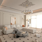 Modern Oversized Sectional Sofa, U-Shape Modular Sectional Couch w/ Storage, 123 Convertible Sofa w/ Ottomans, 6-Seater Sectional Chaise for Living Room, White Chenille