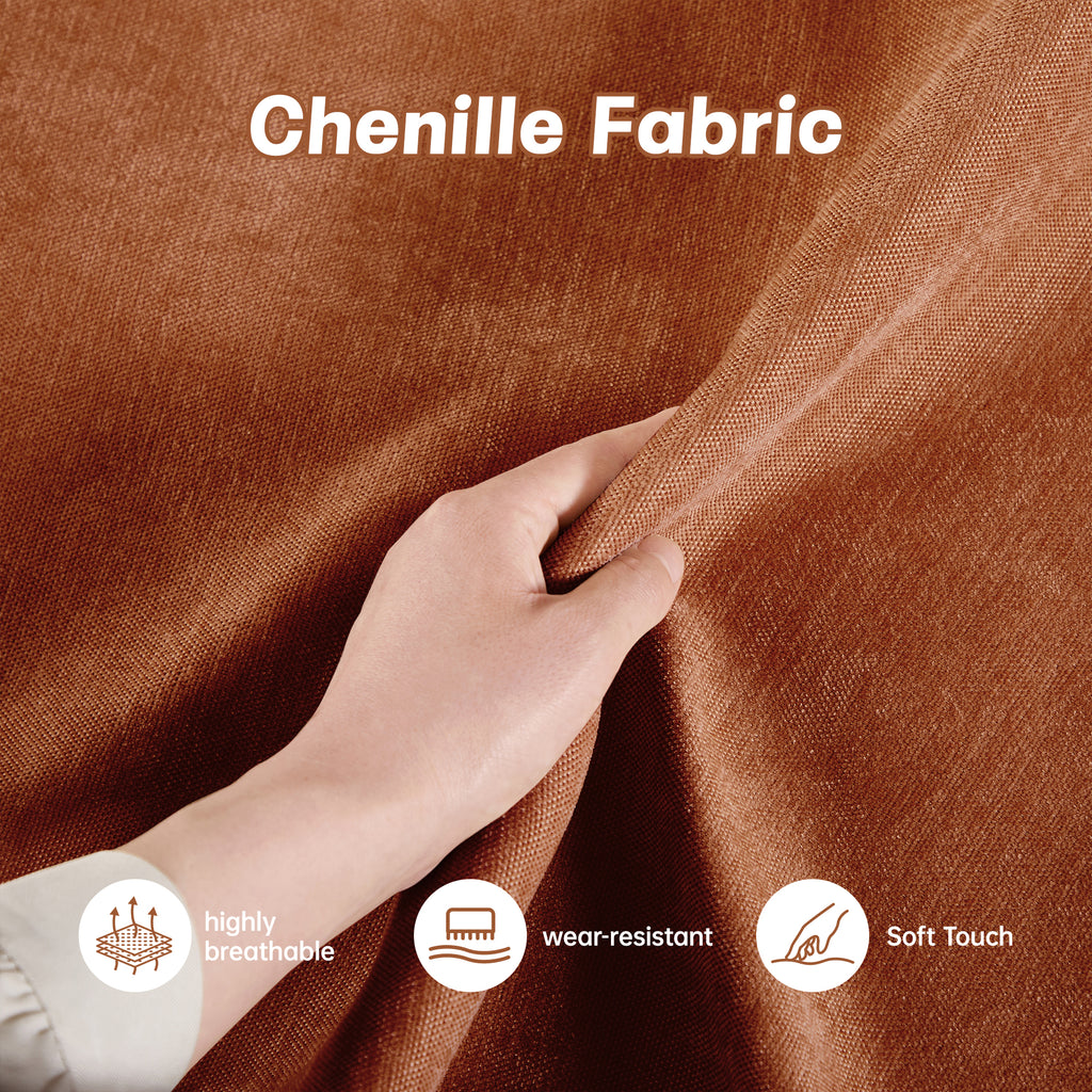 U Shape 4 Seater Deep Seat Sofa Couch with Ottomans,4-Seat Sofa with with 2 Movable Ottomans,, Oversized Modular Sectional Sofa with 6 Seats and Storage Pull out Drawer Under Each Seat,Chenille Orang