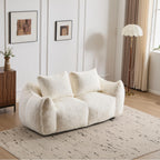 Giant Bean Bag Couch for Adults, Ultra Soft Fluffy Loveseat Bean Bag Sofa, Oversized Chase Lounge Chair Indoor for Living Room Bedroom, No Assembly Required Cozy Reading Chair with Pillows, White