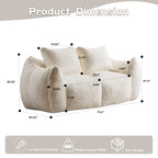 Giant Bean Bag Couch for Adults, Ultra Soft Fluffy Loveseat Bean Bag Sofa, Oversized Chase Lounge Chair Indoor for Living Room Bedroom, No Assembly Required Cozy Reading Chair with Pillows, White