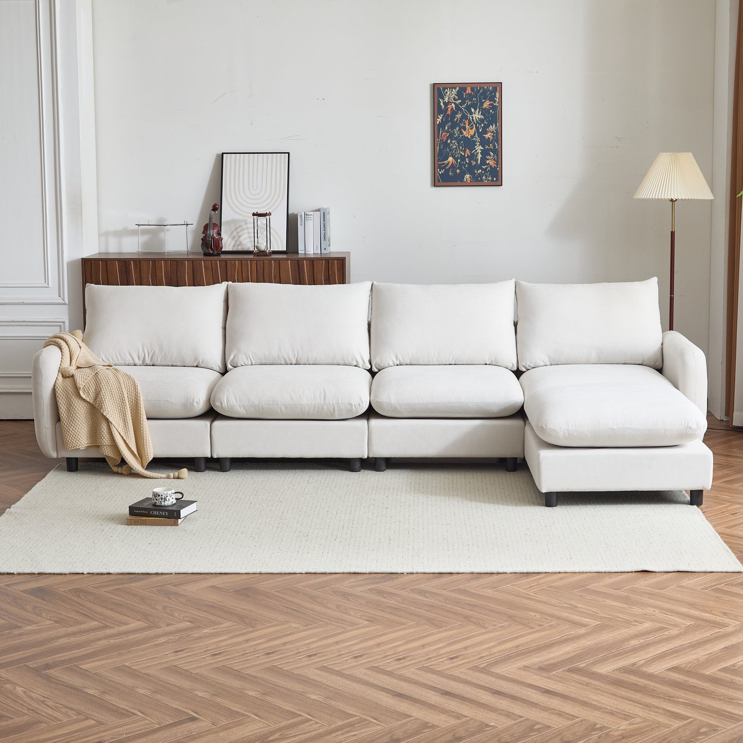 130 in. oversize 5-Piece L Shaped Modular Free Combination Sectional Sofa Couch with Ottoman for Living Room and Spacious Space Sectional Sofa