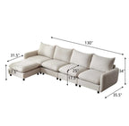 130 in. oversize 5-Piece L Shaped Modular Free Combination Sectional Sofa Couch with Ottoman for Living Room and Spacious Space Sectional Sofa