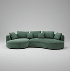 Green sectional sofa on a light gray background