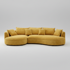 Yellow sectional sofa on a light gray background