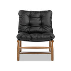 Oxford 26.5' Leather Mid-Century Modern Accent Chair, Noir Black Leather
