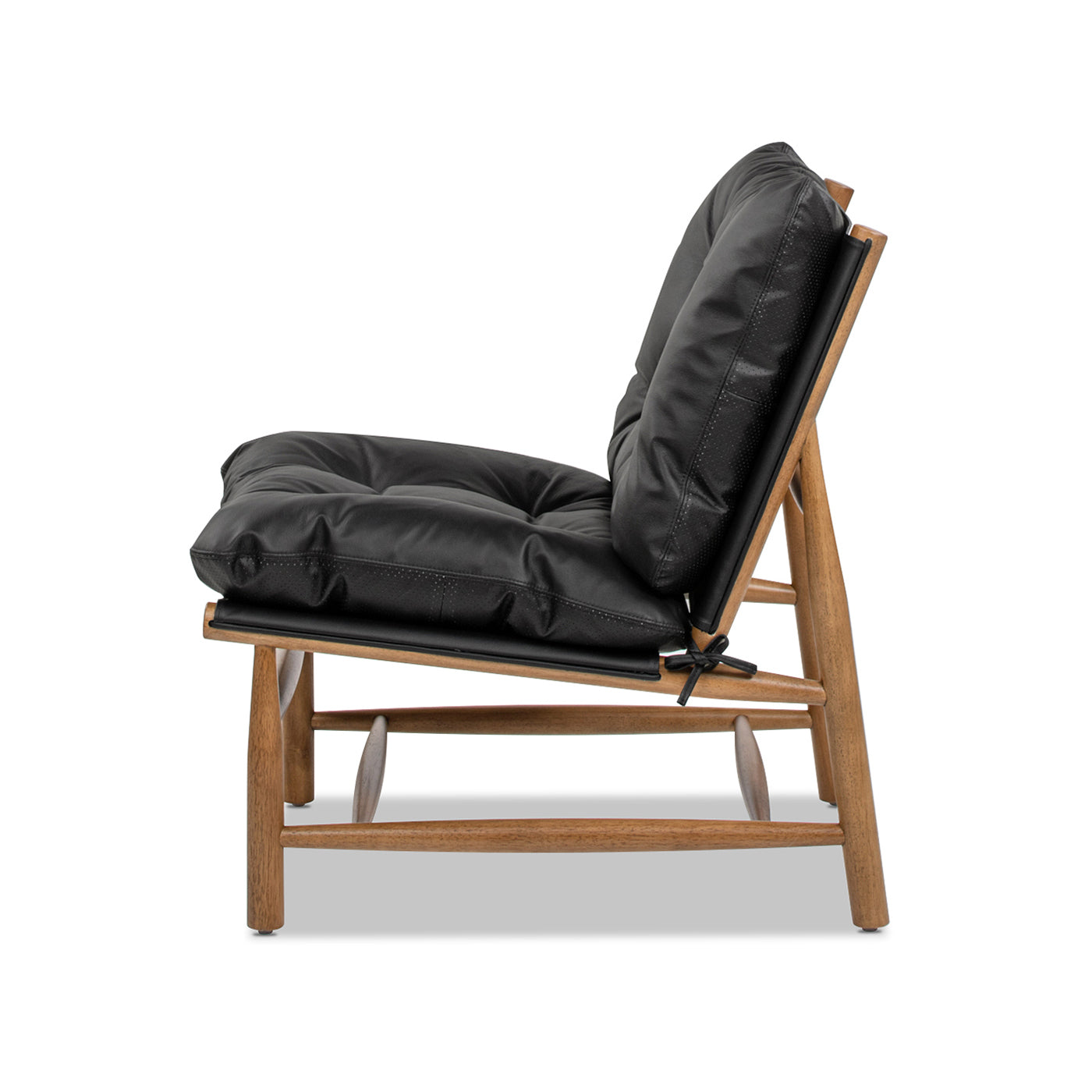 Oxford 26.5' Leather Mid-Century Modern Accent Chair, Noir Black Leather