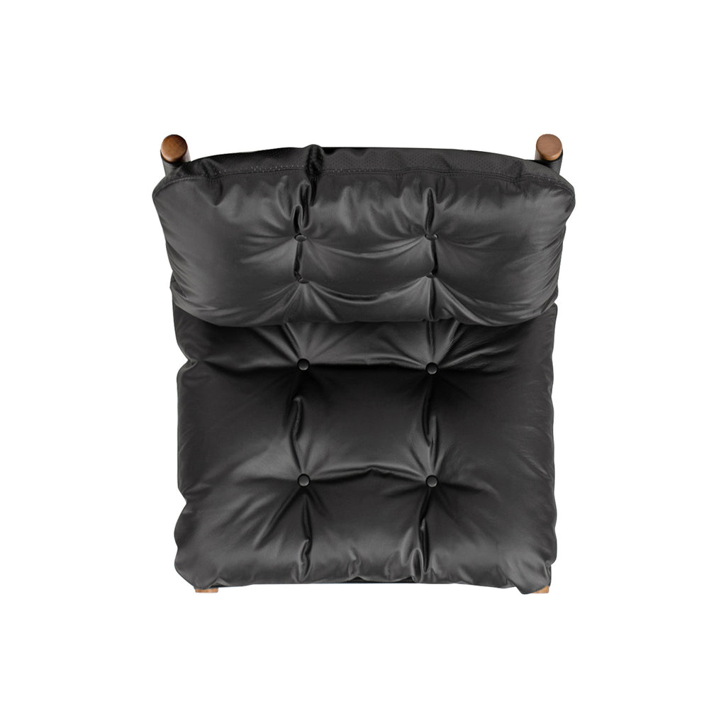 Oxford 26.5' Leather Mid-Century Modern Accent Chair, Noir Black Leather