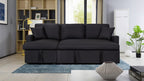 Paisley 82 Black Linen Fabric Reversible Sleeper Sectional Sofa with Storage Chaise