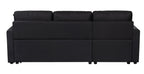 Paisley 82 Black Linen Fabric Reversible Sleeper Sectional Sofa with Storage Chaise