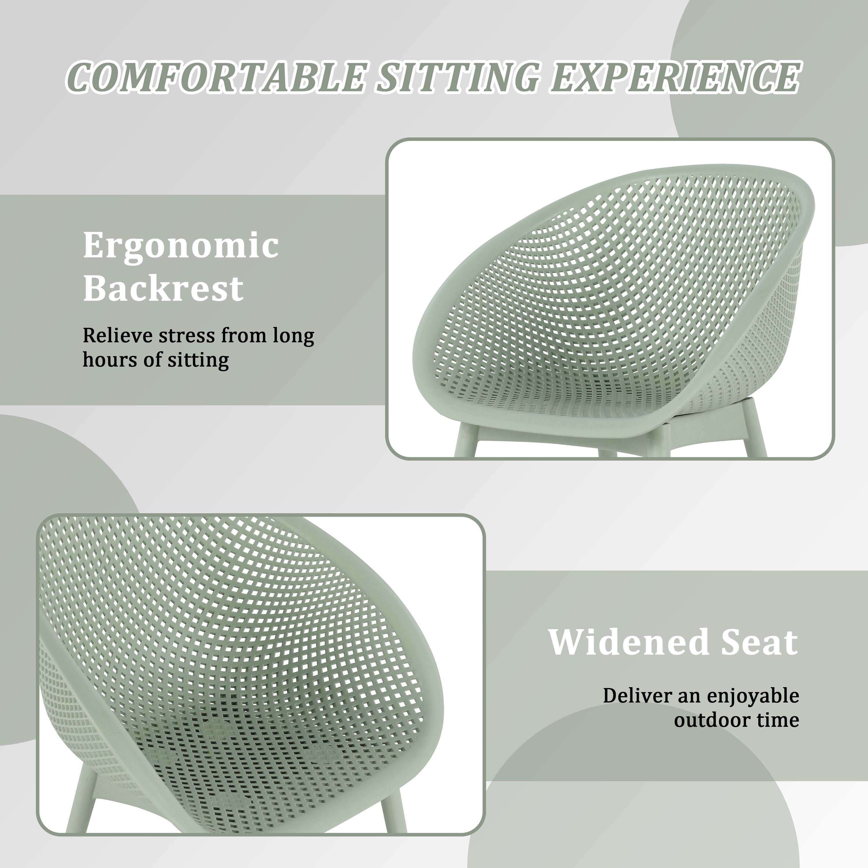 Two-piece durable single chair with mesh hollow-out design, light green, 21.26*23.23*30.91 (in), Polypropylene