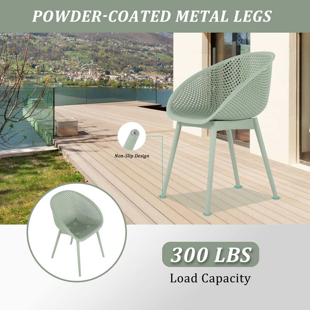 Two-piece durable single chair with mesh hollow-out design, light green, 21.26*23.23*30.91 (in), Polypropylene