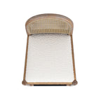 Panama 30.5' Curved Back Cane Rattan Bar Stool, Set of 2, Ivory White Boucle